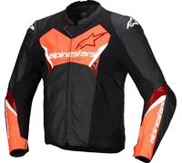 Alpinestars Blouson moto en cuir Faster V3 Noir/Rouge fluo Taille 48 Homme