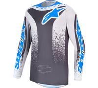 Alpinestars Fluid Drag Maillot Motocross, noir/gris/bleu, Taille XL
