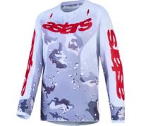 Alpinestars Fluid Lone Maillot de motocross jeunesse, Gris/blanc/rouge, Taille L