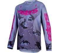 Alpinestars Fluid Lone Maillot de motocross jeunesse, Gris/Violet, Taille XL