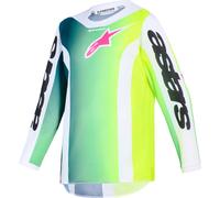 Alpinestars Fluid Portl Maillot de motocross pour jeunes, Vert/Blanc/Noir, Taille L