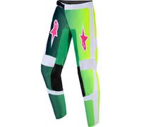 Alpinestars Fluid Portl Pantalons de motocross pour enfants, noir-blanc-vert, taille XL pour des gamins