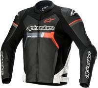 Alpinestars GP Force Veste en cuir de moto, noir-blanc-rouge, taille 52
