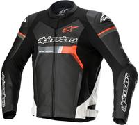Alpinestars GP Force Veste en cuir de moto, noir-blanc-rouge, taille 50 pour homme