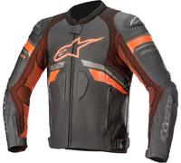 Alpinestars GP Plus R V3 Rideknit Veste en cuir de moto, noir/orange, Taille 48