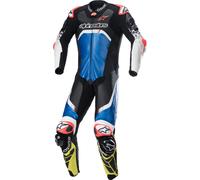 Alpinestars GP Tech 4 Combinaison en cuir de moto une pièce, noir-bleu-jaune, taille 44 pour homme