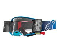 Alpinestars Lunettes de motocross Supertech Firma - Roll-Off - Bleu/Argent - Taille unique