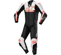 Alpinestars Missile V2 Ward perforé une pièce moto en cuir, Noir/Blanc/Rouge néon, Taille 56