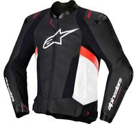 Alpinestars Missile V3 Blouson de moto en cuir, noir-blanc-rouge, taille 54 pour homme