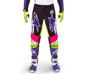 Alpinestars Pantalon Supertech Dirt Studios® Édition Limitée White Purple Yellow Fluo, Taille: 34