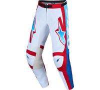 Alpinestars Racer Hunt Pantalon de motocross, Blanc/Rouge/Bleu, Taille 34