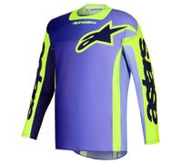 Alpinestars Maillot cross Racer Portl Violet/Jaune fluo Manches longues Taille L Homme