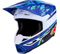 Alpinestars S-M3 Falcon Casque de Motocross, Bleu/Blanc/Noir, M (57/58)