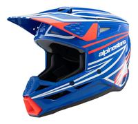 Alpinestars SM3 Wurx Casque de motocross pour jeunes, bleu/rouge/blanc, Taille Y/M (50/51)