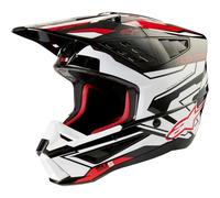Alpinestars S-M5 Action 2 2024 Casque de Motocross, Schwarz/weiß/Rot, S (55/56)