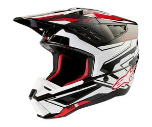 Alpinestars S-M5 Action 2 2024 Casque de Motocross, Schwarz/weiß/Rot, S (55/56)