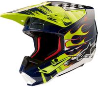 Alpinestars S-M5 Rash, casque de motocross XS Bleu Foncé/Jaune Néon/Blanc Bleu Foncé/Jaune Néon/Blanc
