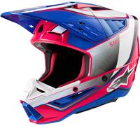 Alpinestars S-M5 Sail 2024 Casque de motocross, blanc-rose-bleu, taille L pour homme