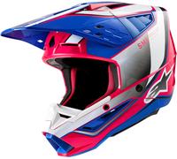 Alpinestars S-M5 Sail, casque de motocross M Blanc/Fuchsia/Bleu/Noir Blanc/Fuchsia/Bleu/Noir
