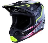 Alpinestars S-M7 Blaster Casque de Motocross, Noir/Gris/Jaune, L (59/60)