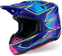 Alpinestars Casque moto S-M7 Cast Bleu/Rose/Jaune Fluo 2026 XL ECE22.06