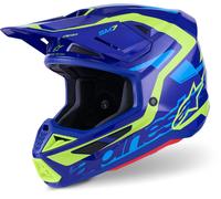 Alpinestars S-M7 Deed Casque de motocross, bleu-jaune, taille XL pour homme