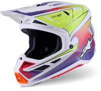 Alpinestars S-M7 Fuse Casque de motocross, blanc/multicolore, Taille XL (61/62)