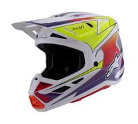 Alpinestars Casque de motocross S‑M7 Fuse ECE22.06 Blanc/Jaune néon/Mauve/Orange Taille S