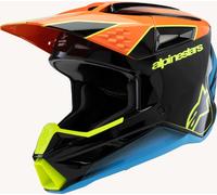 Alpinestars SM3 Fray Casque de motocross pour jeunes, noir/bleu/jaune, Taille Y/S (48/49)