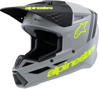 Alpinestars SM3 Radium Casque de motocross jeunesse, Gris/jaune mat, Taille Y/S (48/49)