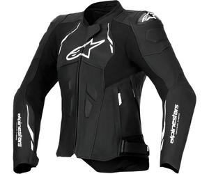Alpinestars Stella Dusk, veste en cuir pour femmes 52 Noir/Blanc Noir/Blanc