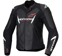 Alpinestars Veste moto cuir femme Stella Faster V3 Noir/Blanc/Rose/Orange Taille 42