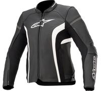 Alpinestars Stella Kira V2 Veste en cuir de moto pour dames, noir-blanc, taille 50 pour femmes