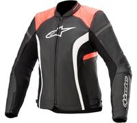 Alpinestars Stella Kira V2 Veste en cuir de moto pour dames, noir-orange, taille 48 pour femmes