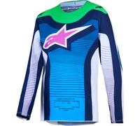 Alpinestars Supertech Maven Maillot de motocross jeunesse, Blanc/Bleu/Vert, Taille S