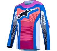 Alpinestars Maillot Supertech Maven Junior 2027 White Hot Coral Blithe Blue, Taille: XXL