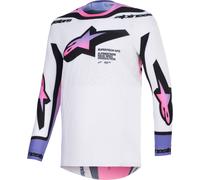 Alpinestars Supertech Pro Vista Maillot de motocross, blanc-pourpre, taille S pour homme