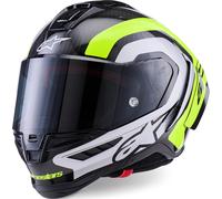 Alpinestars Supertech R10 Arius Casque, Noir/Blanc/Néon jaune, Taille L (59/60)