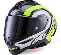 Alpinestars Supertech R10 Arius Carbon Casque, Noir/Blanc/Néon jaune, Taille XXL (63/64)