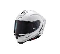 Race Alpinestars Supertech R10 Casque de moto intégral en carbone, blanc brillant, noir mat, taille S