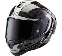 Alpinestars Supertech R10 Element Carbon Casque, Noir/Argent, Taille XS (53/54)