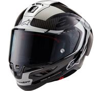 Alpinestars Supertech R10 Element Carbon Casque, Noir/Argent, Taille XXL (63/64)