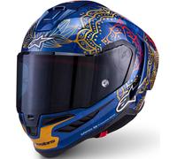 Alpinestars Casque Supertech R10 Martinator Thai Édition Limitée Bleu Noir Rouge Doré Brillant