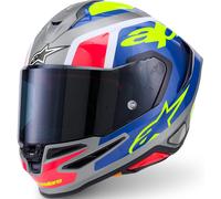 Alpinestars Supertech R7 Lumen Casque, bleu/jaune/argent, Taille XL