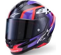 Alpinestars Supertech R7 Lumen Casque, Noir/Rouge/Violet, Taille XS