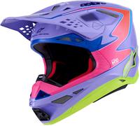 Alpinestars Supertech S-M10 Jett Lawrence R01, casque de motocro M Mauve/Fuchsia/Orange/Jaune Néon Mauve/Fuchsia/Orange/Jaune Néon