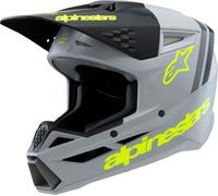 Alpinestars Supertech S-M3 Radium, casque de motocross pour jeun L Mat Gris/Noir/Jaune Néon Mat Gris/Noir/Jaune Néon