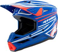 Alpinestars SM3 Wurx Casque de motocross pour jeunes, blanc-rouge-bleu, taille L pour homme