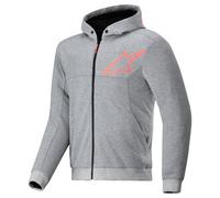 Alpinestars Chrome V2 Sport Sweat à capuche zippé de moto, gris-rouge, taille 2XL pour homme