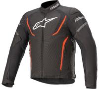 Alpinestars T-Jaws V3 Veste textile de moto imperméable à l'eau, noir-rouge, taille S pour homme